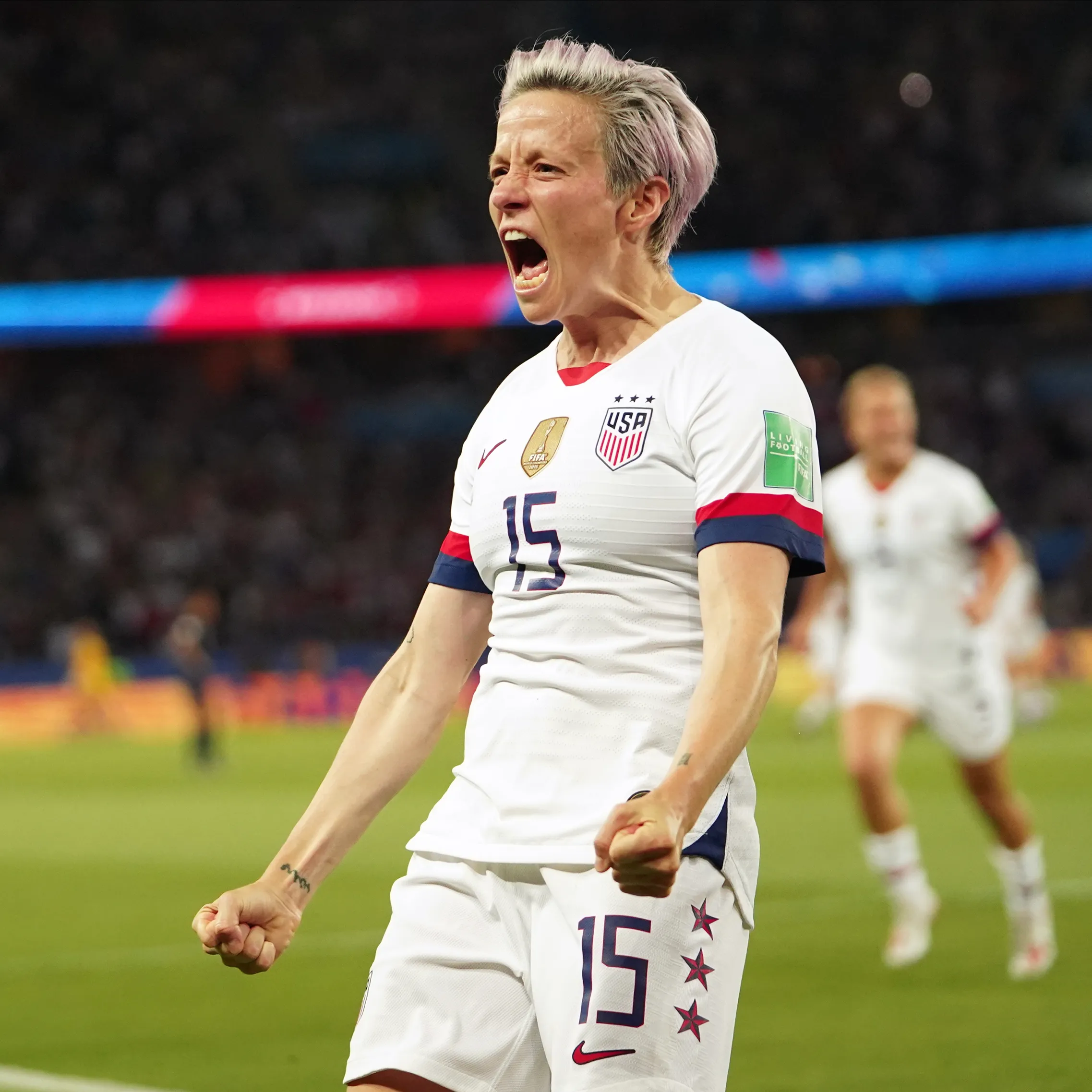 Megan Rapinoe yelled, “Booed Off,” during her most recent game.