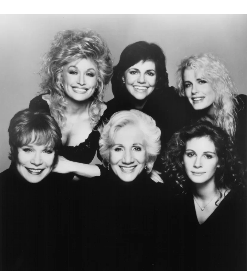 Sally Field, Shirley MacLaine and Olympia Dukakis with Dolly Parton, Daryl Hannah and Julia Roberts in Steel Magnolias.