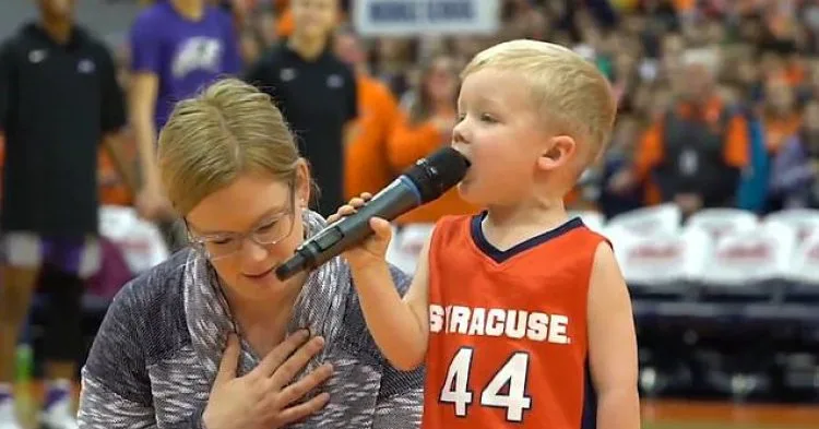 Brave Little Boy Agrees To Sing National Anthem In Front Of Crowded Stadium, No One Can Believe It