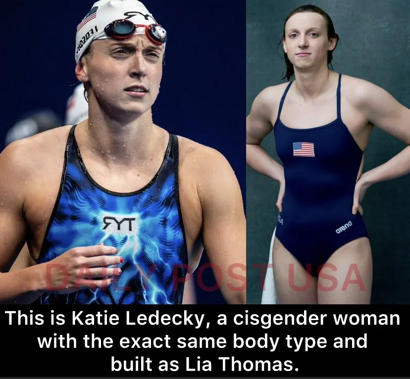 This is Katie Ledecky, a cisgender woman with the exact same body type and built as Lia Thomas.