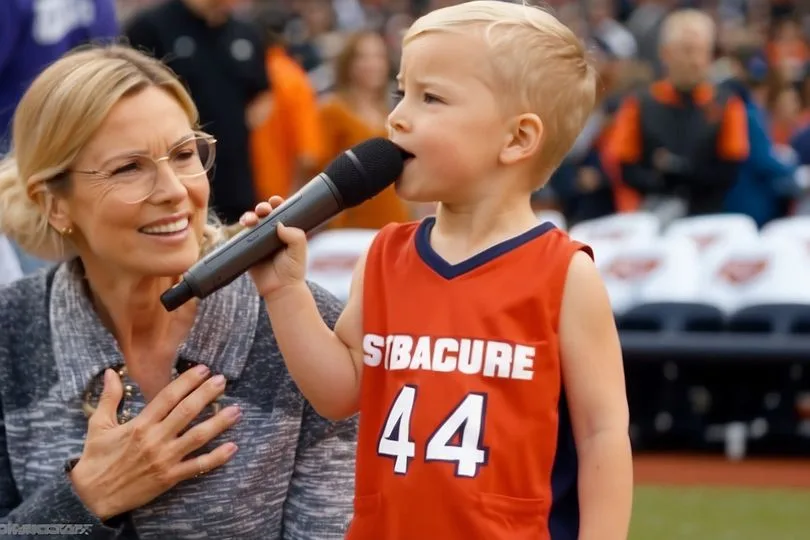 In front of an audience of more than 6,000, a 3-year-old boy sang the entire hymn