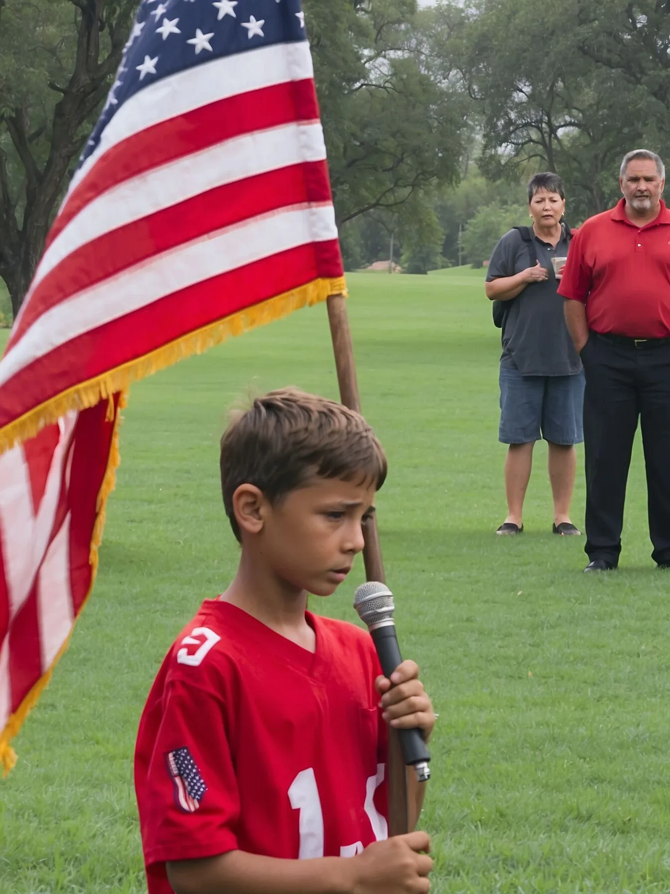 A talented 10-year-old boy sings the national anthem