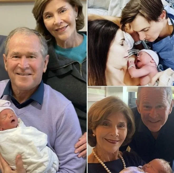 George W. Bush proudly welcomes his grandson, named to honor his great-grandfathers.