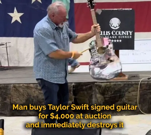 Texas man smashes autographed Taylor Swift guitar after buying it for $4,000