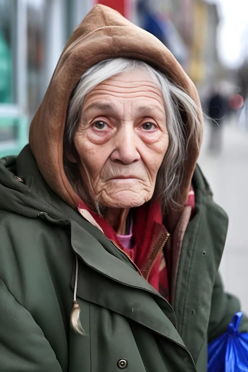 Young people make fun of a poor old lady on the bus until the voice of a homeless man interrupts them