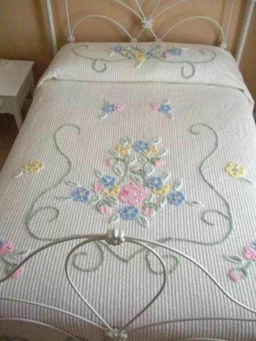 Chenille – as a kid taking a nap on these bedspreads I’d wake up with the pattern on my cheek!